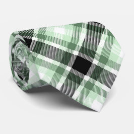 Corbata Patrón verde, negro, blanco tartán