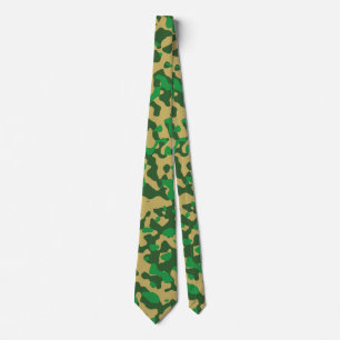 Corbata Patrón verde oscuro, blanco y camuflaje verde