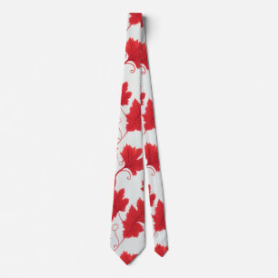 Corbata Patrón vibrante de hojas de arce rojas