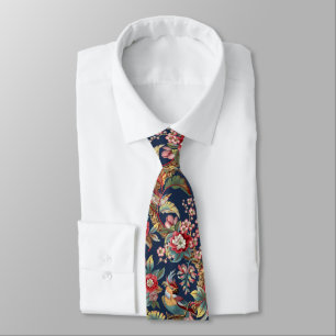 Corbata Patrón vintage de loros tropicales Art Nouveau
