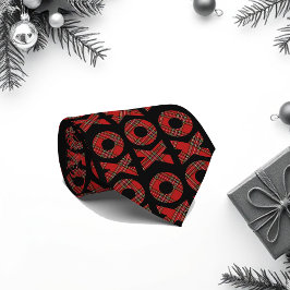 Corbata Patrón XOXO De Tartán Rojo En Negro