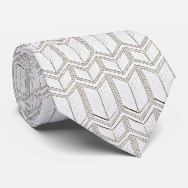 Corbata Patrón Zag de Zig blanco (Enrollado)