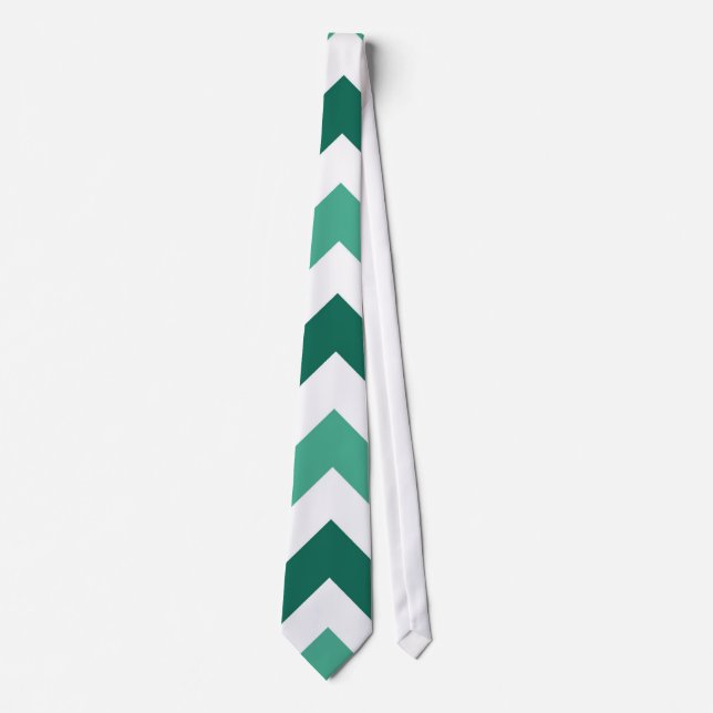 Corbata Patrón Zigzag de chevron verde Aqua (Anverso)