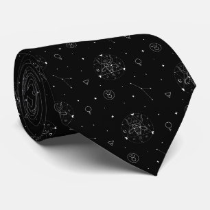 Corbata Patrón Zodiaco Tauro en Blanco y Negro