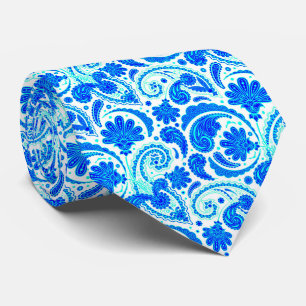 Corbata Patrones de cachemira azules acuáticos lindos