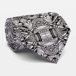 Corbata Patrones de dibujo abstracto blanco negro lindos