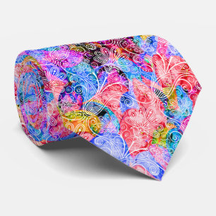 Corbata Patrones de flores blancas coloridas lindas