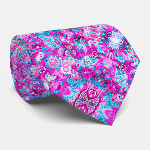 Corbata Patrones de flores rosadas azules lindas