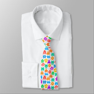 Corbata Patrones de monstruos pixelados coloridos lindos