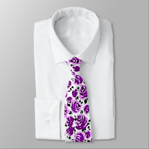 Corbata Patrones de rosas violetas blancas lindas