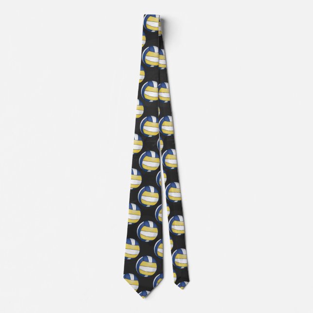 Corbata Patrones de voleibol azul y amarillo (Anverso)
