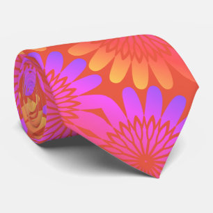 Corbata Patrones florales rosados naranja Vieja moda rusa