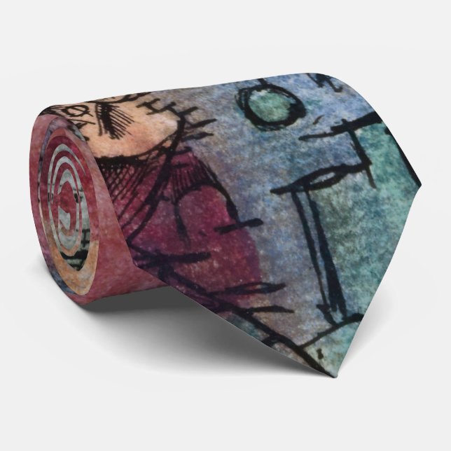 Corbata Paul Klee Abstract Art Cubism  (Enrollado)
