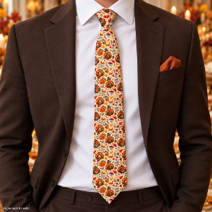Corbata Pavo de Acción de Gracias Divertido y Lindo Patrón