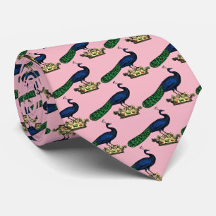 Corbata Pavo real estilizado vintage heráldico en corona C