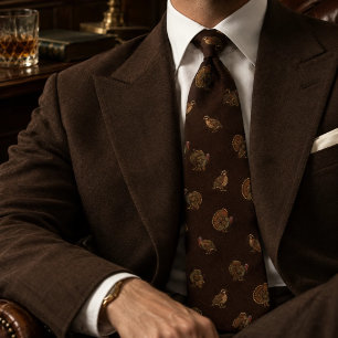Corbata Pavo Salvaje Café Marrón Espinazo de Arenque Old M