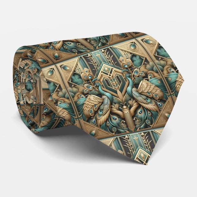 Corbata Pavos al estilo Art Deco Retro (Enrollado)