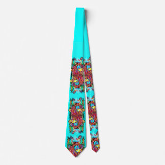 Corbata PAVOS REALES ENAMORADOS Rojo Azul Verde Floral