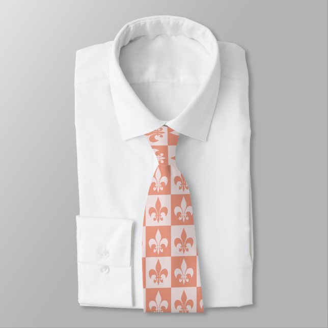 Corbata Peach Fleur de lis (Atado)