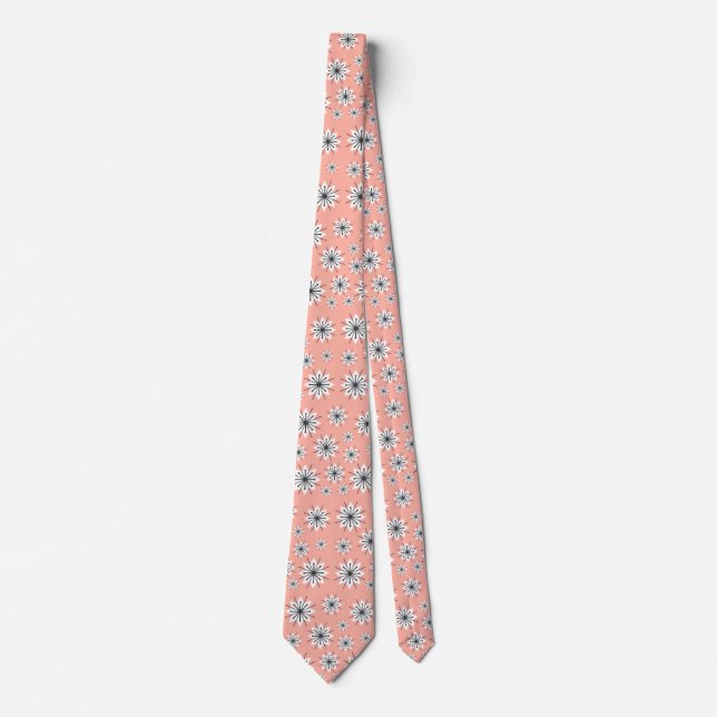Corbata Peach Moderna Snowflakes De Medid Century (Anverso)