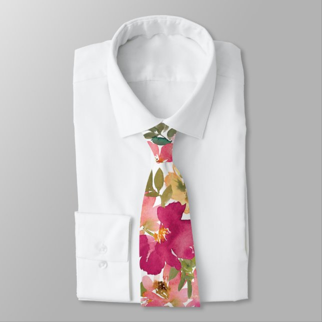Corbata Peach Pink Yellow Watercolor Floral Wedding (Atado)