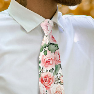 Corbata Peach Rubor Rosas Neck Tie