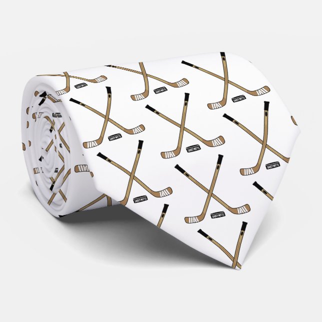 Corbata Pegatinas cruzadas de hockey y marrón puck (Enrollado)