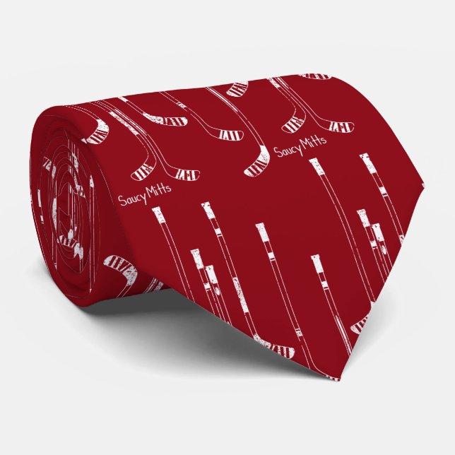 Corbata Pegatinas de hockey rojo oscuro (Enrollado)