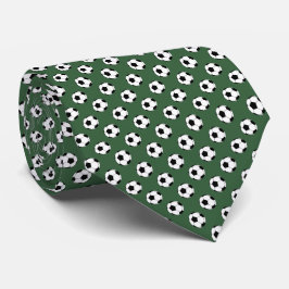 Corbata Pelota de fútbol blanco negra en verde cazador