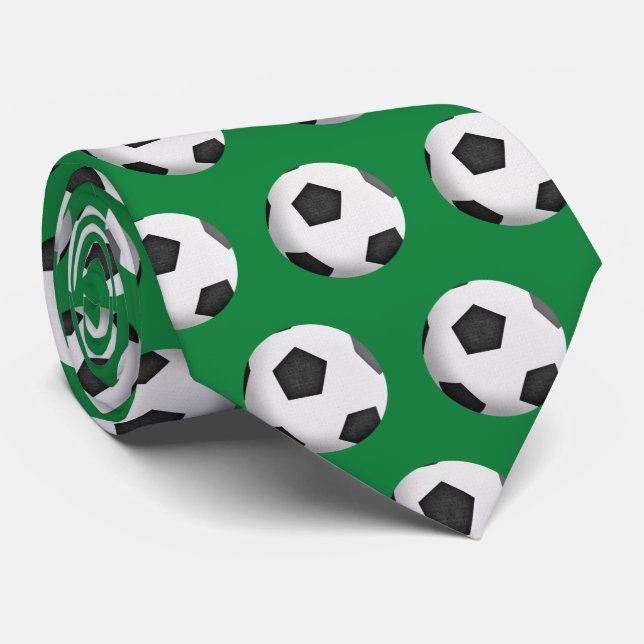 Corbata pelota de fútbol en verde (Enrollado)