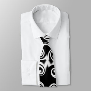 Corbata Pentágono Curlicue Blanco Sobre Negro