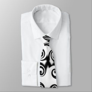 Corbata Pentágono Curlicue Negro Sobre Blanco