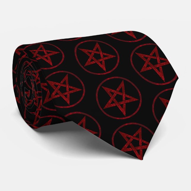 Corbata Pentagram del diablo Rojo (Enrollado)
