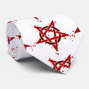 Corbata Pentagram manchado satánico rojo