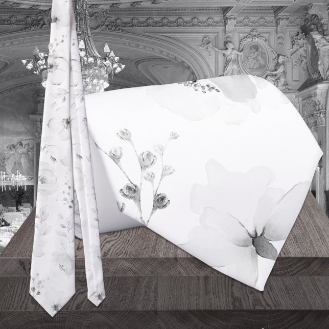 Corbata Peonía de Jardín Blanca sobre Blanco para Boda (Subido por el creador)