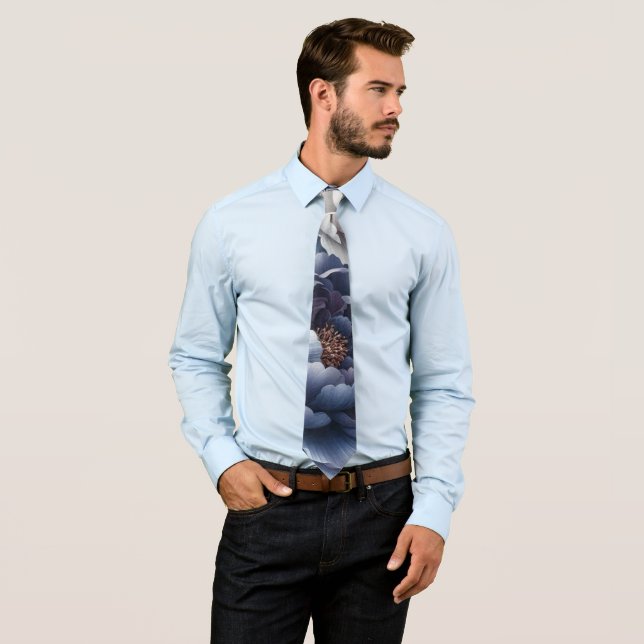 Corbata Peonías Azules y Rosas Blancas para Boda Hombres (In situ)