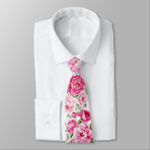 Corbata Peonías Rosa Caliente