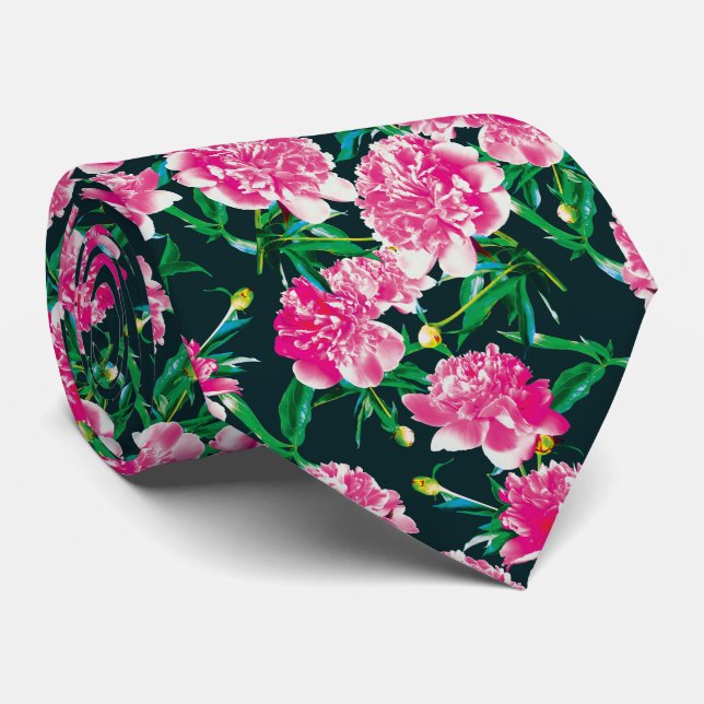 Corbata Peonies. (Enrollado)