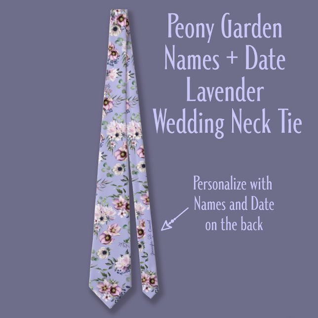 Corbata Peony Garden Names + Date Lavender Boda (Subido por el creador)
