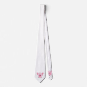 Corbata Pequeño cerdo rosa feliz y lindo