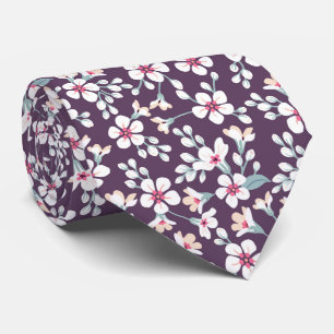 Corbata Pequeño patrón floral lindo azul