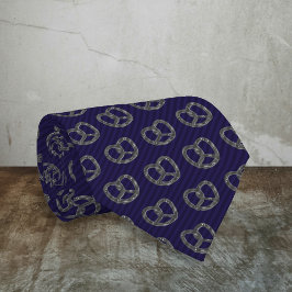 Corbata Pequeño pretzel gris en franja oscura formal