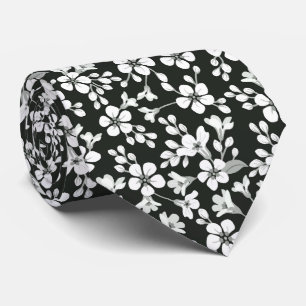 Corbata Pequeño y lindo estampado floral negro