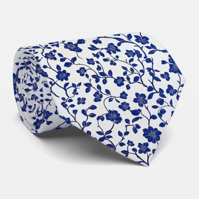 Corbata Pequeños buzos índigo azul índigo en gris claro (Enrollado)