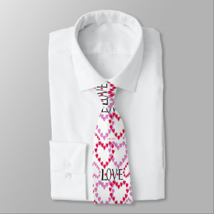 Corbata Pequeños corazones Pink Red LOVE Neck Tie