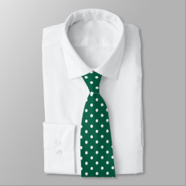 Corbata Pequeños puntos de polka verde esmeralda y blanco