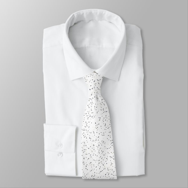 Corbata Pequeños puntos monocromos negros, grises y crema  (Atado)