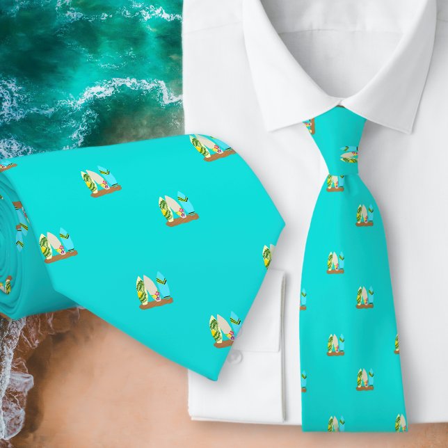 Corbata Pequeños Surfboards Patrón De Cuello Turquesa (Subido por el creador)