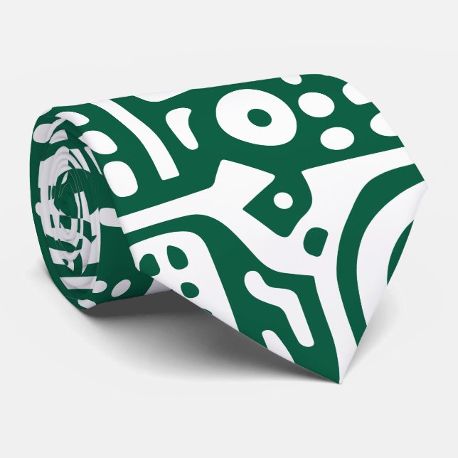 Corbata perdigones verdes y blancos de 7 (Enrollado)