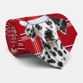 Corbata Perrito Dálmata Santa Perro Rojo Cuadros Navideños